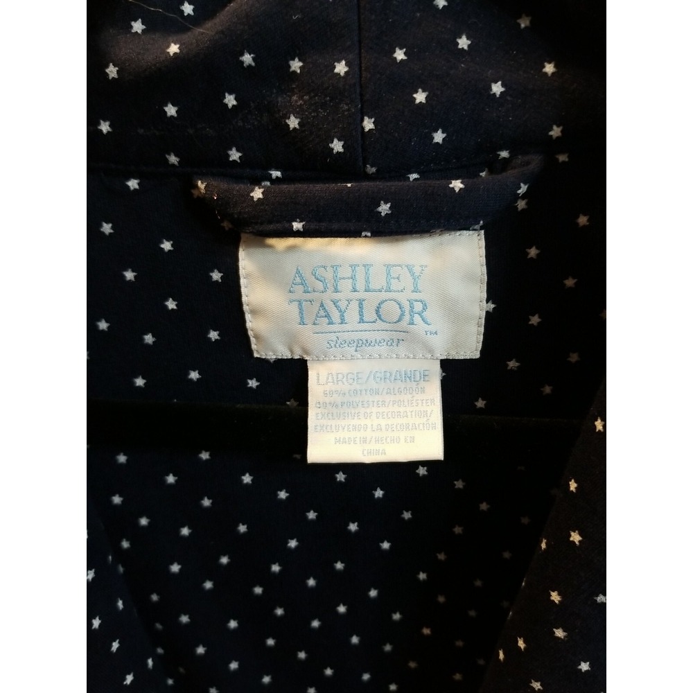 Vintage Ashley Taylor Women's L Blue Micro Star Snowflake Embroidered Robe - Picture 2 of 9